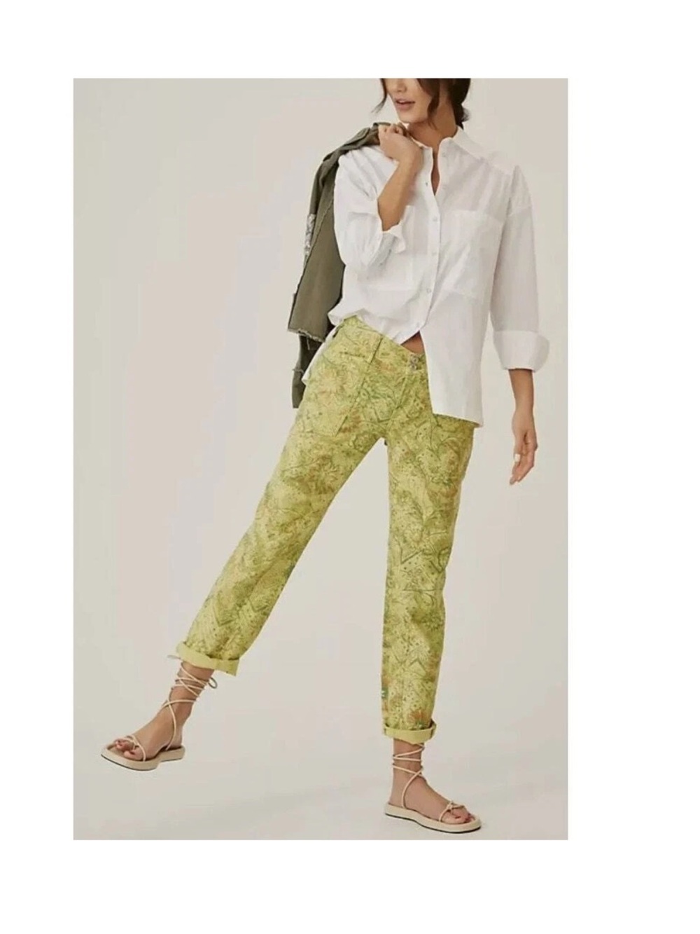 Pilcro Anthropologie The Wanderer Low Rise Pants Crop Ankle Straight Floral 28